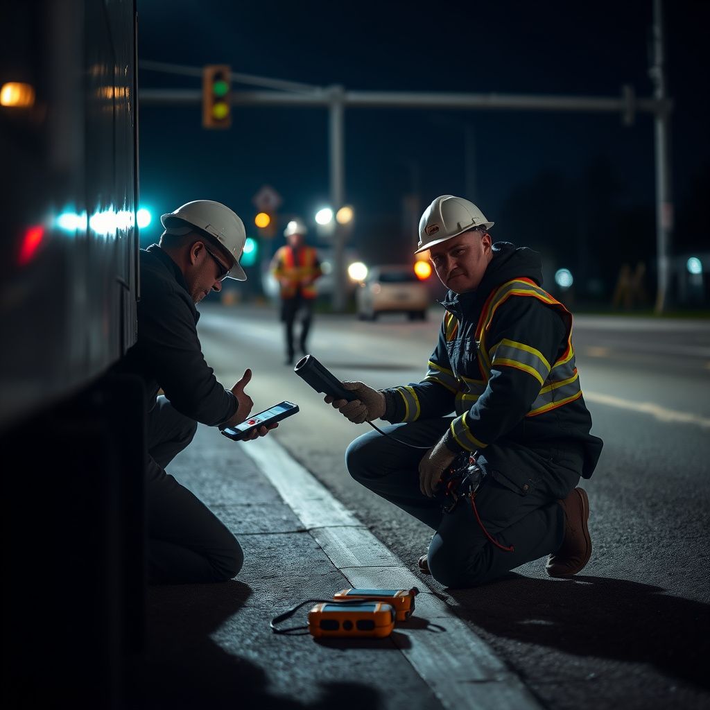An Iron Wheel Towing flatbed tow truck operator securing a vehicle safely for transport on a Wauwatosa road.
